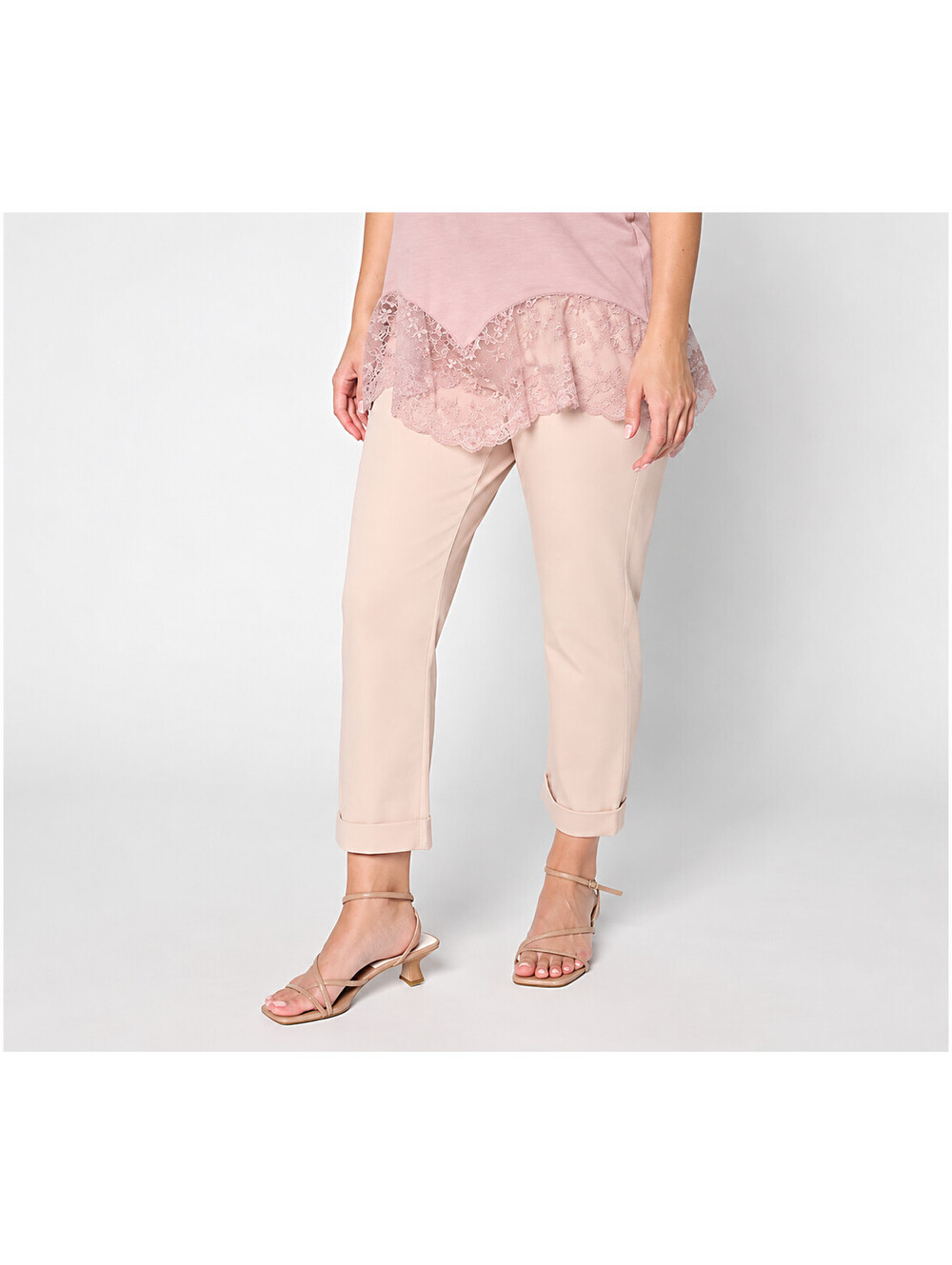 LOGO by Lori Goldstein Regular Color Pull On Boyfriend Jeans Soft Almond, 14